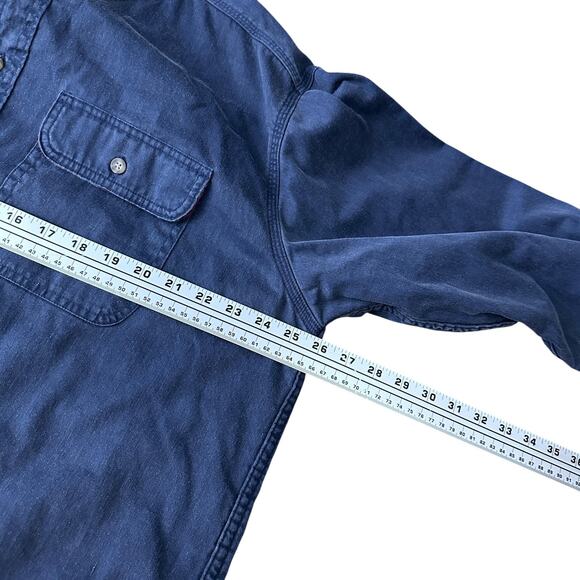 LL Bean Hurricane Shirt Mens Large Tall Blue Plaid Lined Long Sleeve Button-Up - Picture 8 of 10